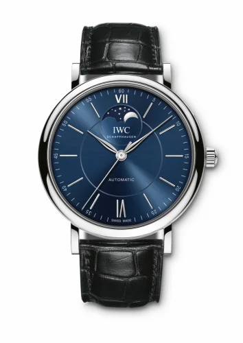 IWC Portofino Automatic Moonphase Stainless Steel / Blue / Alligator IW4594-02 (REF: IW459402)
